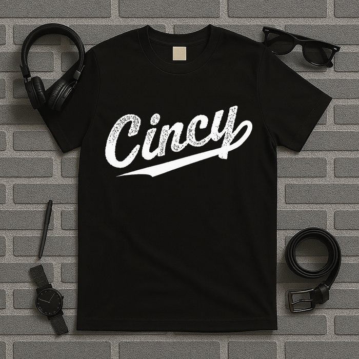 Retro Cincy Cincinnati Ohio Vintage Cursive Script Throwback T-Shirt
