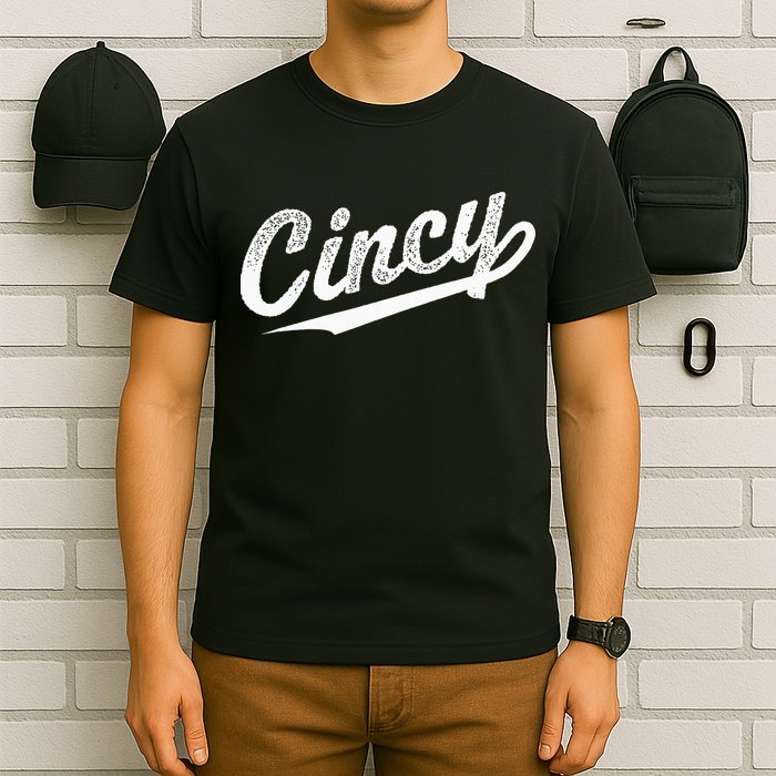 Retro Cincy Cincinnati Ohio Vintage Cursive Script Throwback T-Shirt