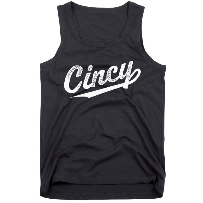Retro Cincy Cincinnati Ohio Vintage Cursive Script Throwback Tank Top