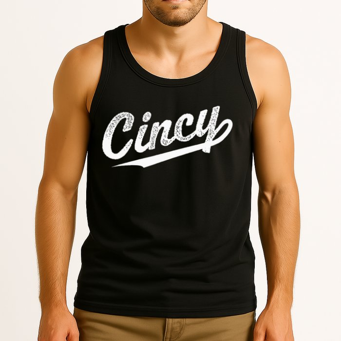 Retro Cincy Cincinnati Ohio Vintage Cursive Script Throwback Tank Top