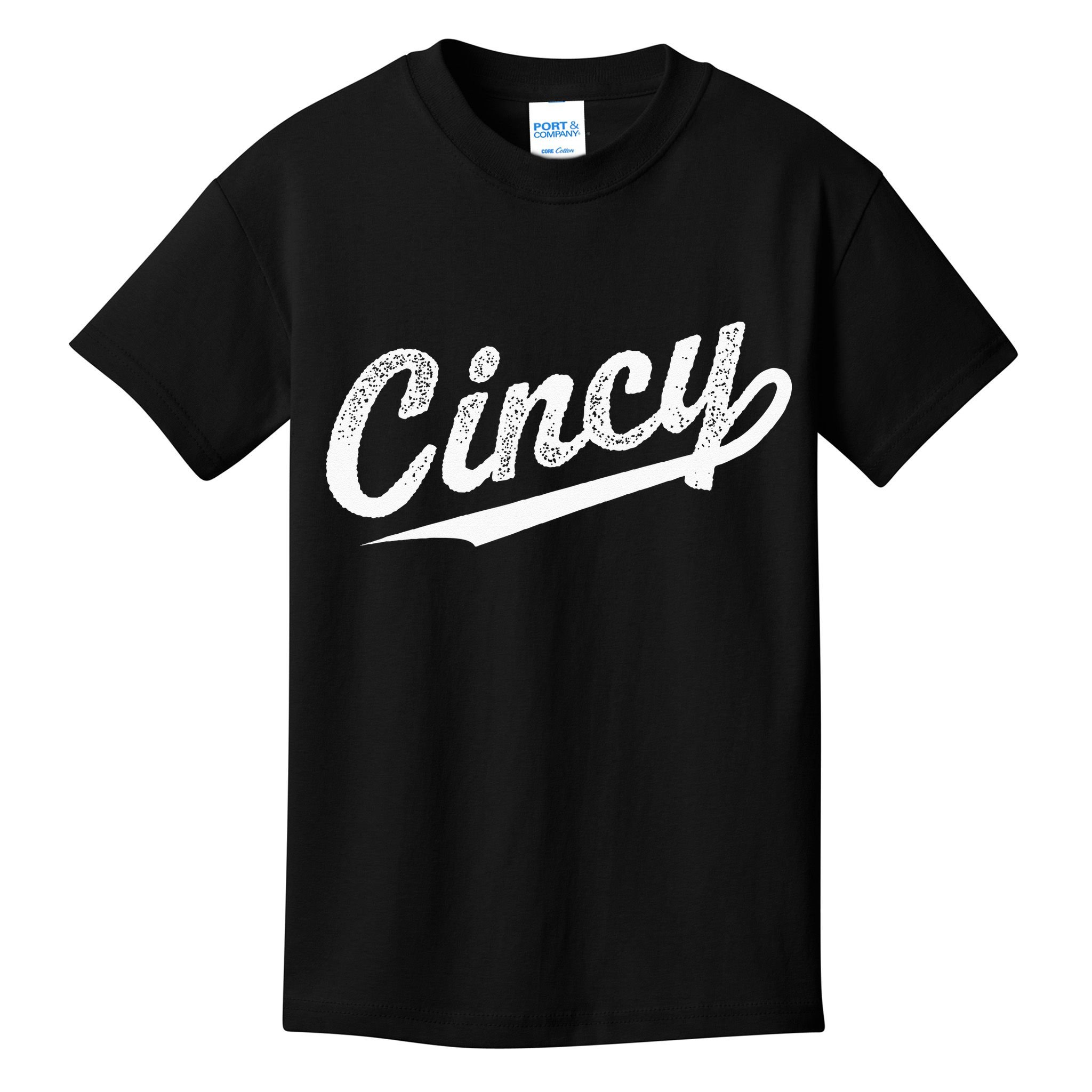 Retro Cincy Cincinnati Ohio Vintage Cursive Script Throwback Kids T-Shirt