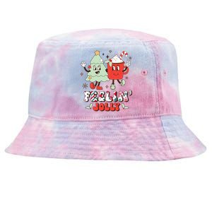 Retro Christmas Coffee Christmas Tree Retro Holiday Funny Gift Tie-Dyed Bucket Hat