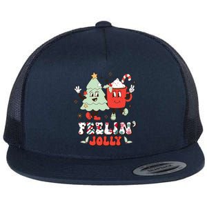 Retro Christmas Coffee Christmas Tree Retro Holiday Funny Gift Flat Bill Trucker Hat