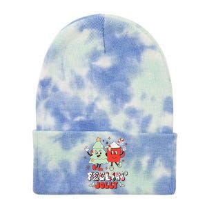 Retro Christmas Coffee Christmas Tree Retro Holiday Funny Gift Tie Dye 12in Knit Beanie