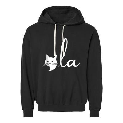 Retro Cat Comma La Kamala Harris For President 2024 Election Garment-Dyed Fleece Hoodie