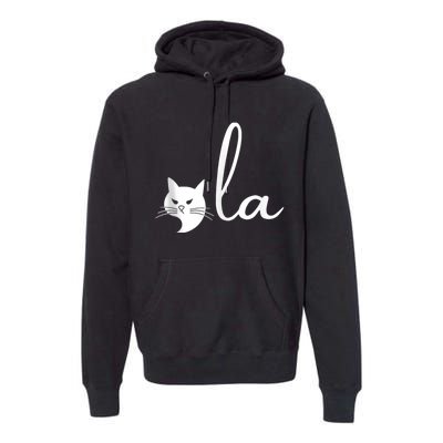 Retro Cat Comma La Kamala Harris For President 2024 Election Premium Hoodie