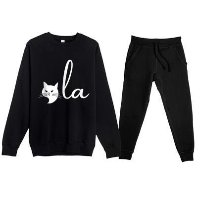 Retro Cat Comma La Kamala Harris For President 2024 Election Premium Crewneck Sweatsuit Set