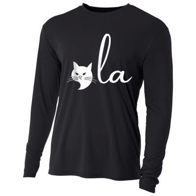 Retro Cat Comma La Kamala Harris For President 2024 Election Cooling Performance Long Sleeve Crew