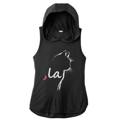 Retro Cat Comma La Cat Ladie La Ladies PosiCharge Tri-Blend Wicking Draft Hoodie Tank