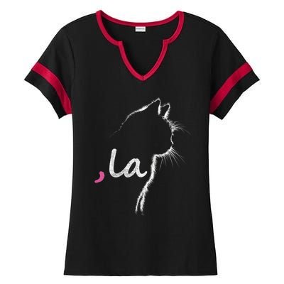 Retro Cat Comma La Cat Ladie La Ladies Halftime Notch Neck Tee