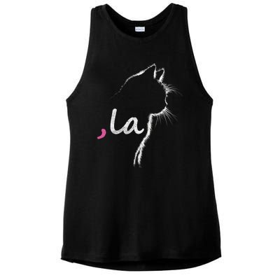 Retro Cat Comma La Cat Ladie La Ladies PosiCharge Tri-Blend Wicking Tank