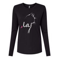 Retro Cat Comma La Cat Ladie La Womens Cotton Relaxed Long Sleeve T-Shirt