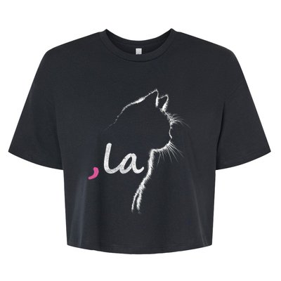 Retro Cat Comma La Cat Ladie La Bella+Canvas Jersey Crop Tee