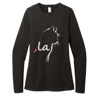 Retro Cat Comma La Cat Ladie La Womens CVC Long Sleeve Shirt