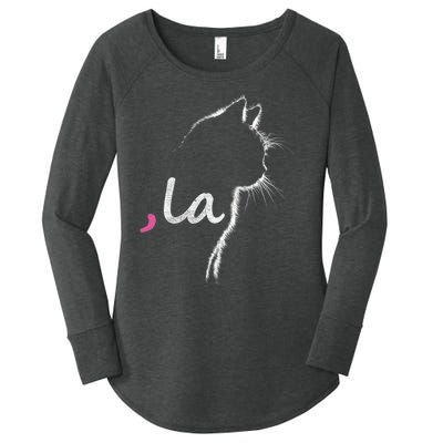 Retro Cat Comma La Cat Ladie La Women's Perfect Tri Tunic Long Sleeve Shirt