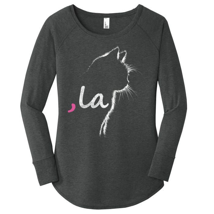 Retro Cat Comma La Cat Ladie La Women's Perfect Tri Tunic Long Sleeve Shirt