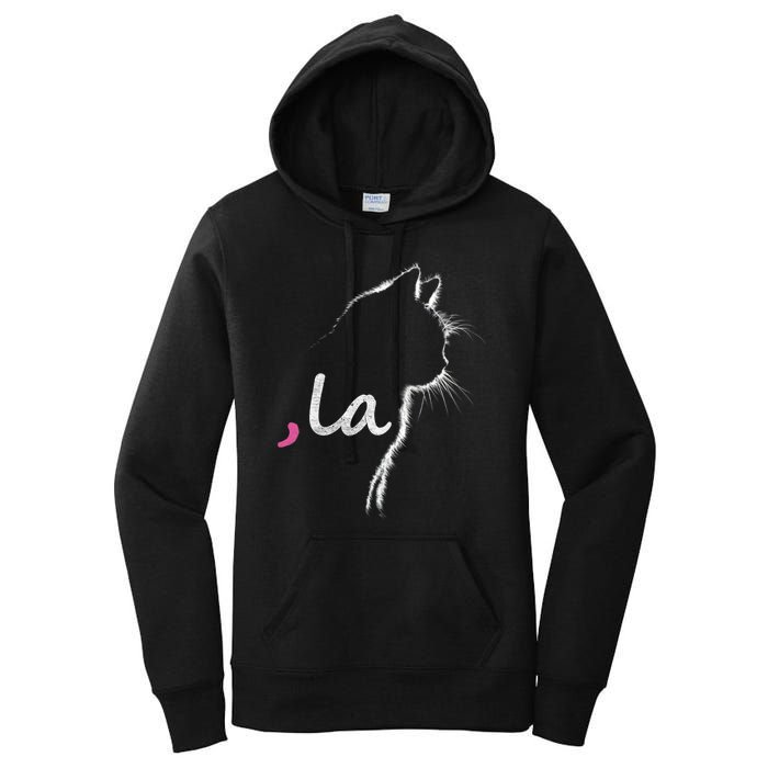 Retro Cat Comma La Cat Ladie La Women's Pullover Hoodie