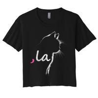 Retro Cat Comma La Cat Ladie La Women's Crop Top Tee