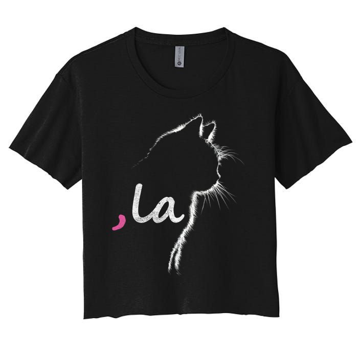 Retro Cat Comma La Cat Ladie La Women's Crop Top Tee