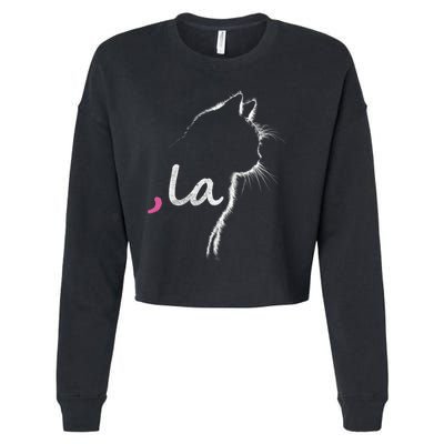 Retro Cat Comma La Cat Ladie La Cropped Pullover Crew