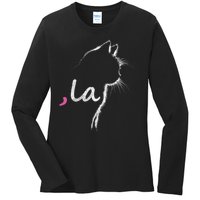 Retro Cat Comma La Cat Ladie La Ladies Long Sleeve Shirt