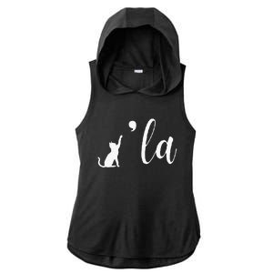 Retro Cat Comma La Comma La Funny 2024 Ladies PosiCharge Tri-Blend Wicking Draft Hoodie Tank