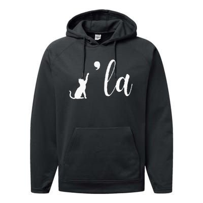 Retro Cat Comma La Comma La Funny 2024 Performance Fleece Hoodie