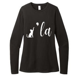 Retro Cat Comma La Comma La Funny 2024 Womens CVC Long Sleeve Shirt