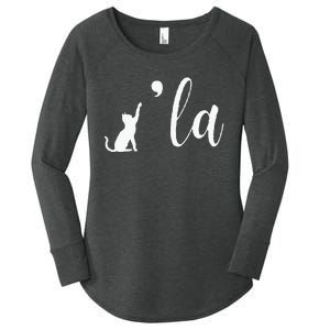 Retro Cat Comma La Comma La Funny 2024 Women's Perfect Tri Tunic Long Sleeve Shirt