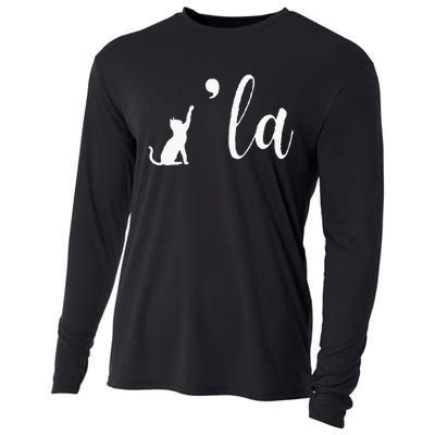 Retro Cat Comma La Comma La Funny 2024 Cooling Performance Long Sleeve Crew