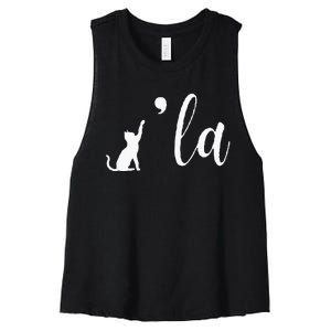 Retro Cat Comma La Comma La Funny 2024 Women's Racerback Cropped Tank