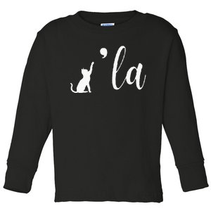 Retro Cat Comma La Comma La Funny 2024 Toddler Long Sleeve Shirt