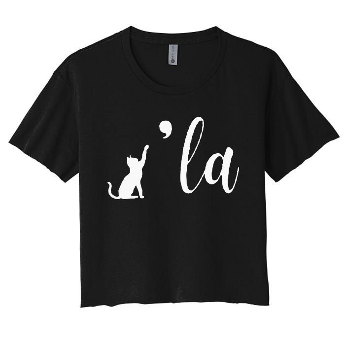 Retro Cat Comma La Comma La Funny 2024 Women's Crop Top Tee