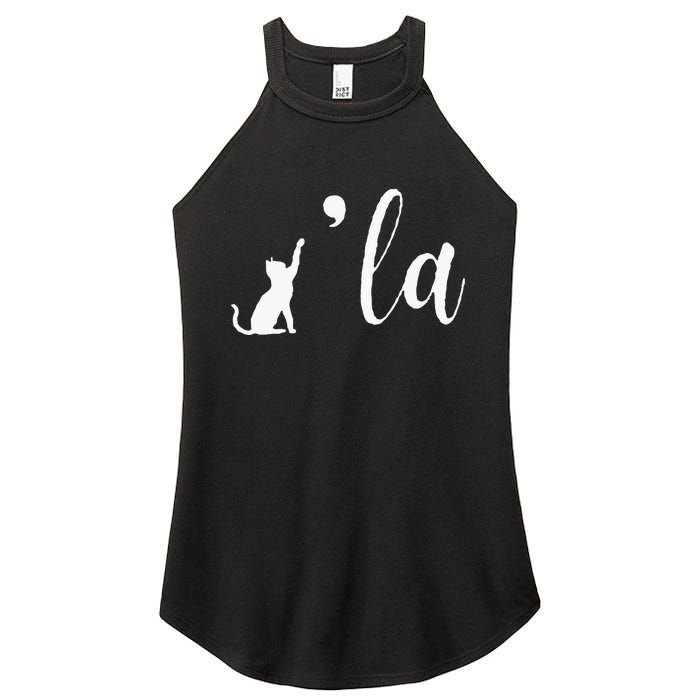 Retro Cat Comma La Comma La Funny 2024 Women's Perfect Tri Rocker Tank