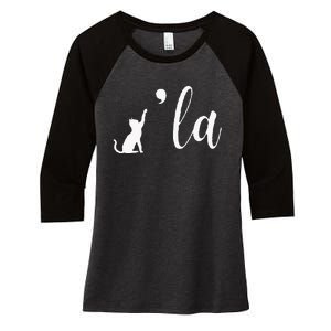 Retro Cat Comma La Comma La Funny 2024 Women's Tri-Blend 3/4-Sleeve Raglan Shirt