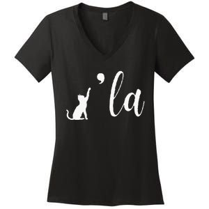 Retro Cat Comma La Comma La Funny 2024 Women's V-Neck T-Shirt