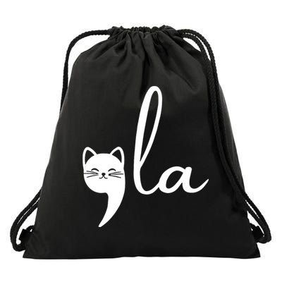 Retro Cat Comma La Kamala Harris For President 2024 Election Drawstring Bag