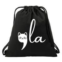 Retro Cat Comma La Kamala Harris For President 2024 Election Drawstring Bag