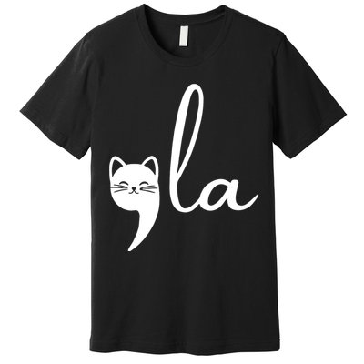 Retro Cat Comma La Kamala Harris For President 2024 Election Premium T-Shirt
