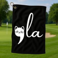 Retro Cat Comma La Kamala Harris For President 2024 Election Golf Towel