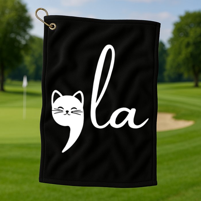 Retro Cat Comma La Kamala Harris For President 2024 Election Golf Towel