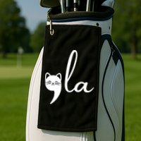 Retro Cat Comma La Kamala Harris For President 2024 Election Golf Towel