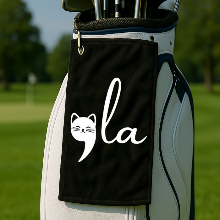 Retro Cat Comma La Kamala Harris For President 2024 Election Golf Towel