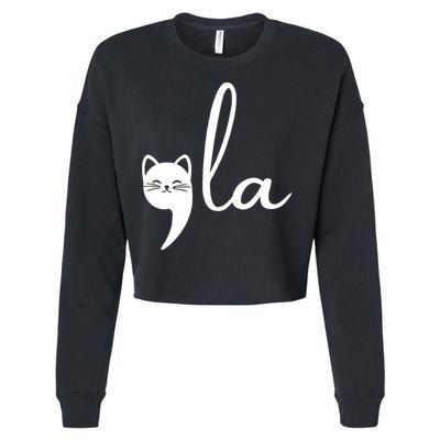 Retro Cat Comma La Kamala Harris For President 2024 Election Cropped Pullover Crew