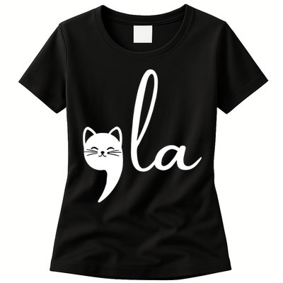 Retro Cat Comma La Kamala Harris For President 2024 Election Womens T-Shirt