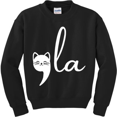 Retro Cat Comma La Kamala Harris For President 2024 Election Kids Sweatshirt