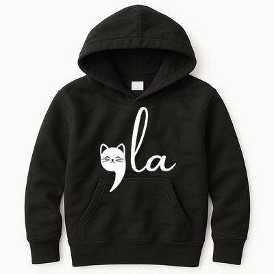 Retro Cat Comma La Kamala Harris For President 2024 Election Kids Hoodie