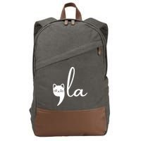 Retro Cat Comma La Kamala Harris For President 2024 Election Cotton Canvas Backpack