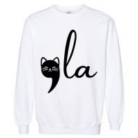 Retro Cat Comma La Kamala Harris For President 2024 Election Garment-Dyed Sweatshirt