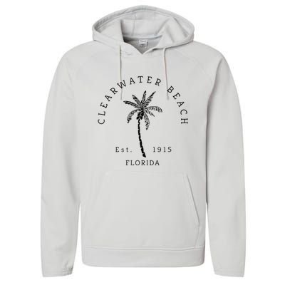 Retro Cool Clearwater Beach Original Florida Beaches Performance Fleece Hoodie